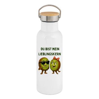 Kiwis préféré dans le style - Gourde isotherme avec bouchon en bambou - blanc - Droite