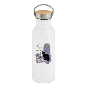 Gentle Goth Cozy Goth Katze - Thermosflasche mit Bambusdeckel - Weiß - Rechts