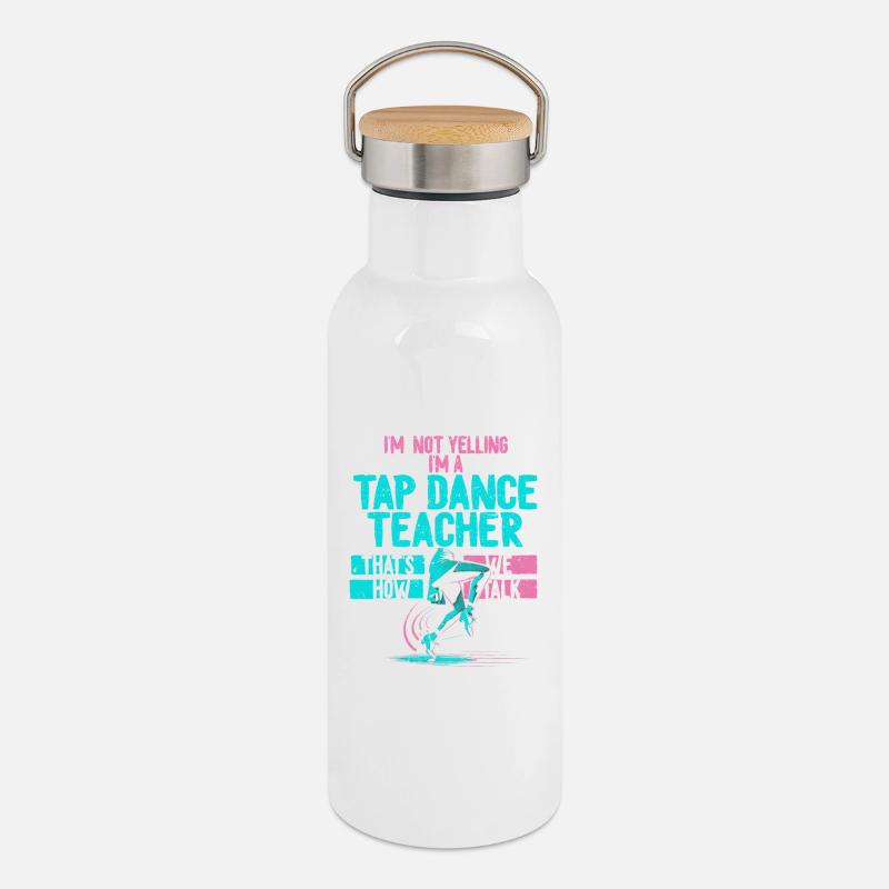 Tip tap dance, tip tap dance, tap dance, step - Thermos con coperchio in bambù - bianco