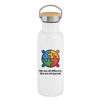 Inklusive Puzzle-Kreis - Thermosflasche mit Bambusdeckel - Weiß - Rechts