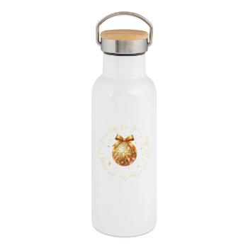 Disco Ball – Luxury Golden Happy New Year 2026 - Gourde isotherme avec bouchon en bambou - blanc - Droite