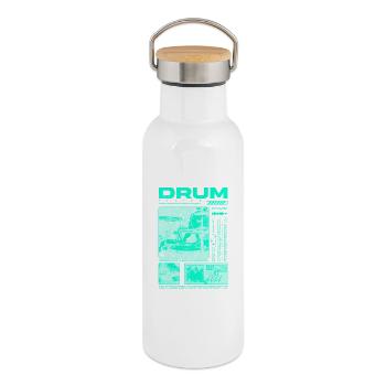 Rock Drummer Drum Player Streetwear - Thermal Bottle with Bamboo Lid - white - Right