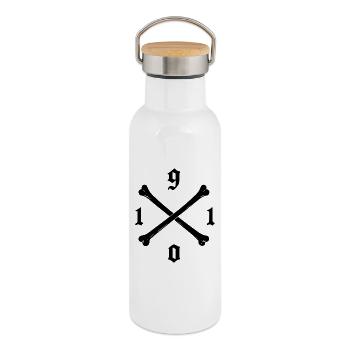 1910 St. Pauli Piraten Socken, T-Shirt, Rucksack - Thermosflasche mit Bambusdeckel - Weiß - Rechts