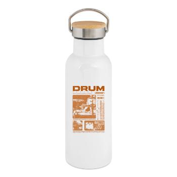 Rock Drummer Drum Player Streetwear - Thermal Bottle with Bamboo Lid - white - Right