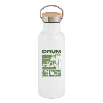Rock Drummer Drum Player Streetwear - Thermal Bottle with Bamboo Lid - white - Right