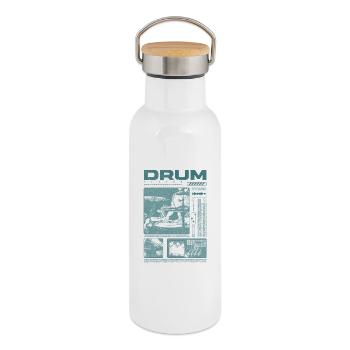Rock Drummer Drum Player Streetwear - Thermal Bottle with Bamboo Lid - white - Right