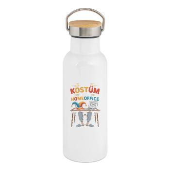 Kostüm Ist Im Homeoffice Karneval Fasching Büro - Thermosflasche mit Bambusdeckel - Weiß - Rechts