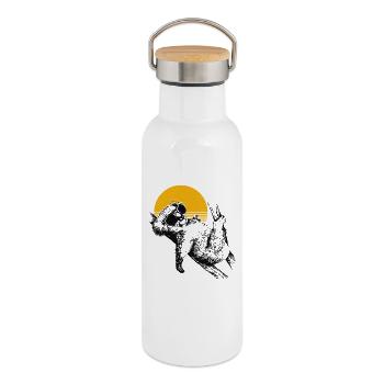 Chilliger Koala Sonnenuntergang - Thermosflasche mit Bambusdeckel - Weiß - Rechts