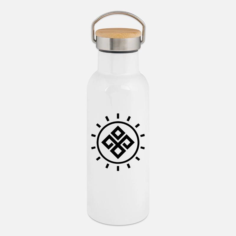 Symbole minimal de la déesse slave de Mokosh - Gourde isotherme avec bouchon en bambou - blanc