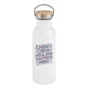 Oncology Nurse Chemo Crew Healing Oncology Nursing - Thermal Bottle with Bamboo Lid - white - Right