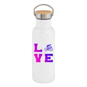 Roadbike Fokus pur - Thermosflasche mit Bambusdeckel - Weiß - Rechts