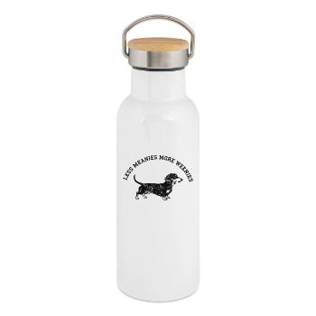Dackelwitz Weniger Gemein Mehr Würstchen - Thermosflasche mit Bambusdeckel - Weiß - Rechts