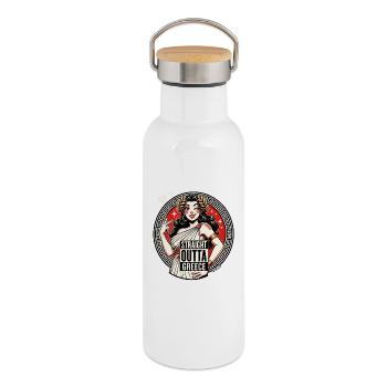 Straight Outta Greece Parody Greece Goddess - Thermal Bottle with Bamboo Lid - white - Right