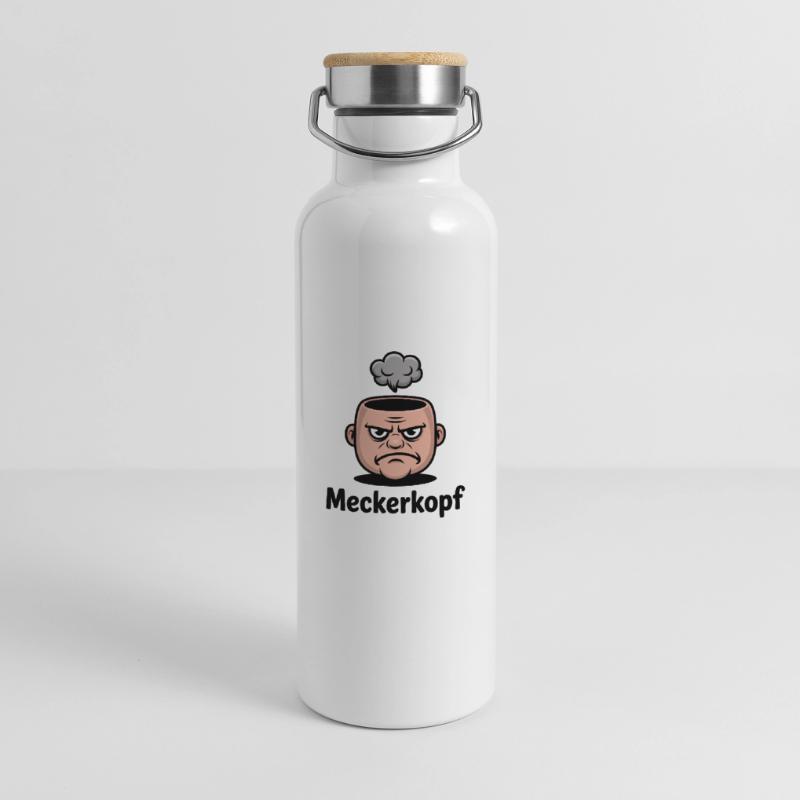 Complainer Annoyed Grumpy Comic Face Thermal Bottle with Bamboo Lid