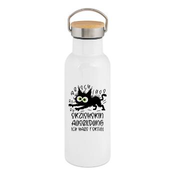 Formation des enseignants de maternelle 2026, j’en ai fini ! Cat - Gourde isotherme avec bouchon en bambou - blanc - Droite
