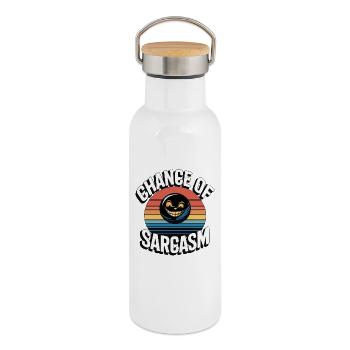 Chance de Sarcasme - Sourire rétro - Gourde isotherme avec bouchon en bambou - blanc - Droite