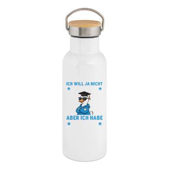 Fin d’études secondaires passée cadeau de remise des diplômes de l’oie - Gourde isotherme avec bouchon en bambou - blanc - Droite