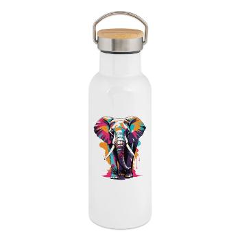 elephant - Thermal Bottle with Bamboo Lid - white - Right