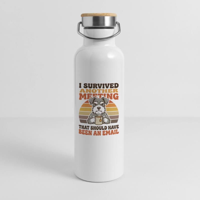 Hat ein weiteres Treffen überlebt. Eigentlich hätte es per E-Mail sein sollen. Thermosflasche mit Bambusdeckel
