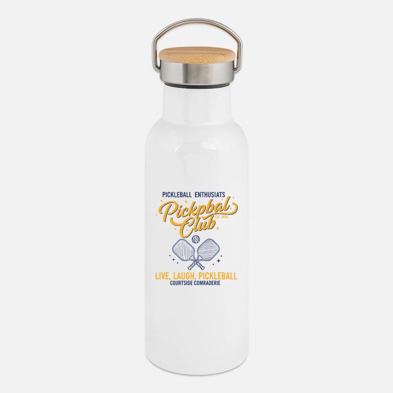 Giocatore di pickleball ama il pickleball dal vivo - Thermos con coperchio in bambù - bianco