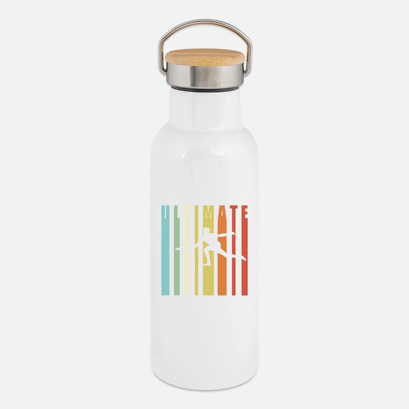 Ultimative Regenbogenkletterung - Thermosflasche mit Bambusdeckel - Weiß