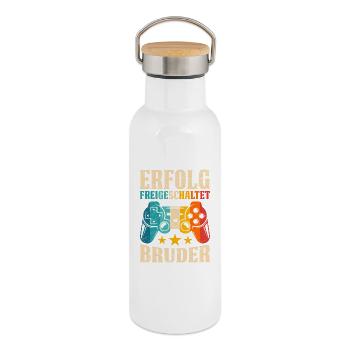 Familie Set ERFOLG FREIGESCHALTET BRUDER LUSTIG - Thermosflasche mit Bambusdeckel - Weiß - Rechts
