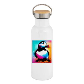 Papageitaucher - Thermosflasche mit Bambusdeckel - Weiß - Rechts