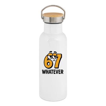 Six Seven Whatever Italian Brainrot Humor Meme  - Thermosflasche mit Bambusdeckel - Weiß - Rechts