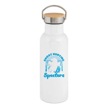 Geisterjäger Halloween Englisch Spruch - Thermosflasche mit Bambusdeckel - Weiß - Rechts