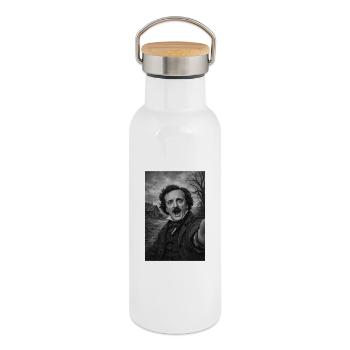 Autoportrait d’Edgar Allan Poe - Gourde isotherme avec bouchon en bambou - blanc - Droite
