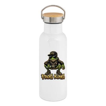 Froschkönig Gangster-Stadtkleidung - Thermosflasche mit Bambusdeckel - Weiß - Rechts