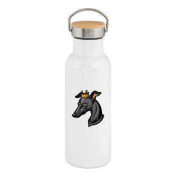 Greyhound Dog Crown - Thermal Bottle with Bamboo Lid - white - Right
