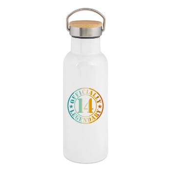 14. Geburtstag Junge Mädchen Legende Level 14 - Thermosflasche mit Bambusdeckel - Weiß - Rechts