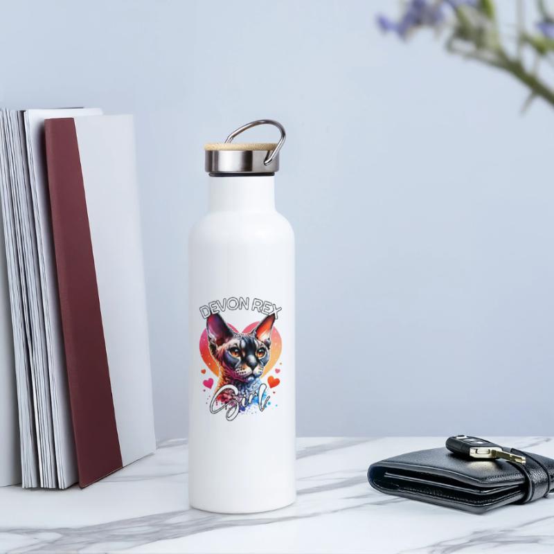 Devon Rex Girl Devon Rex Thermal Bottle with Bamboo Lid