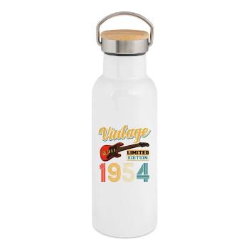 Art Vintage 1954 Guitare électrique Édition Limitée - Gourde isotherme avec bouchon en bambou - blanc - Droite