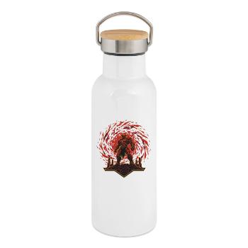 Teufel Dämon Maske Tod Fantasy Satan Halloween - Thermosflasche mit Bambusdeckel - Weiß - Rechts