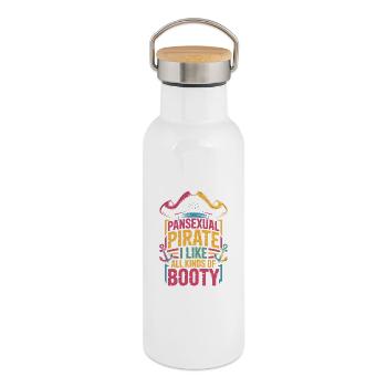  Pansexual Pirate I Like All Kinds Of Booty - Thermosflasche mit Bambusdeckel - Weiß - Rechts