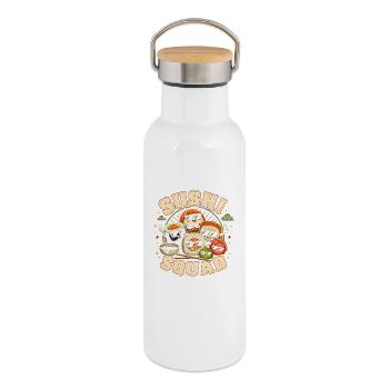 Sushi-Truppe Lustiges japanisches Essen Sashimi Li - Thermosflasche mit Bambusdeckel - Weiß - Rechts
