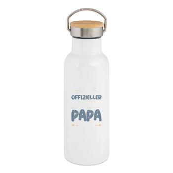 Papa officiel du Labrador - Gourde isotherme avec bouchon en bambou - blanc - Droite