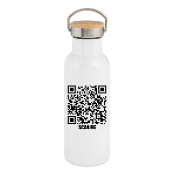 Message de citation – Embrasse-moi - Gourde isotherme avec bouchon en bambou - blanc - Droite