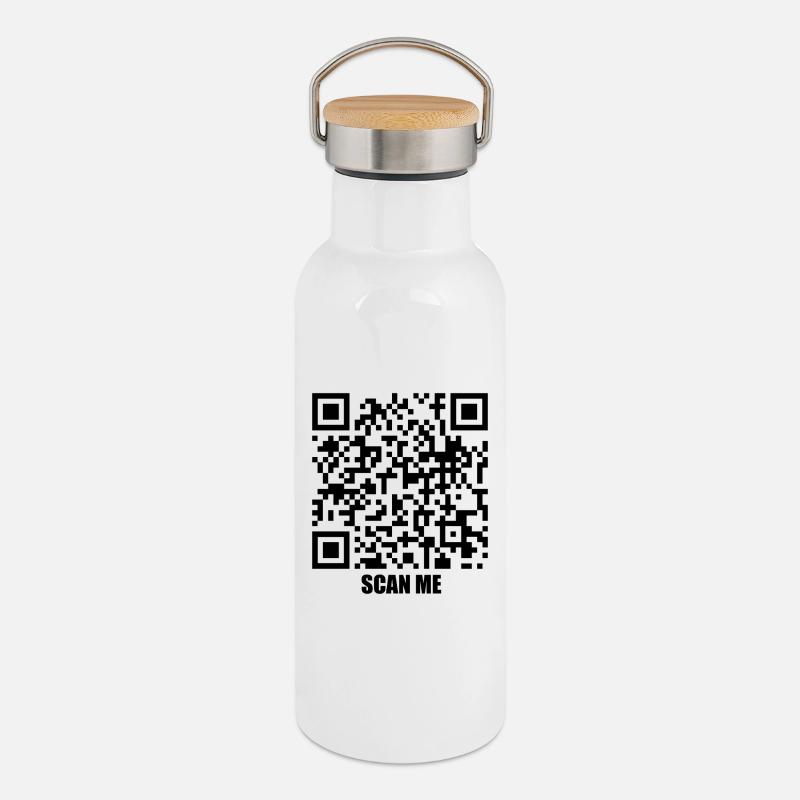 Message de citation – Volons ensemble - Gourde isotherme avec bouchon en bambou - blanc