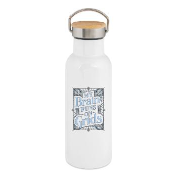 Graphic Designer My Brain Runs On Visual Designer - Thermal Bottle with Bamboo Lid - white - Right