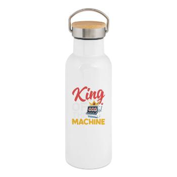 King of Slot Machines Casino Jackpot Gambling - Thermal Bottle with Bamboo Lid - white - Right