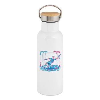 Gardien de but liquide qui goutte - Gourde isotherme avec bouchon en bambou - blanc - Droite