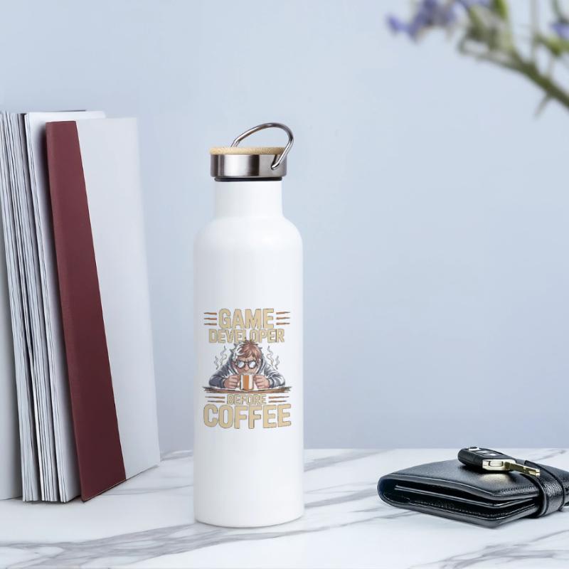 Game Developer Before Web Developer Coffee Lover Thermosflasche mit Bambusdeckel