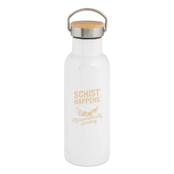 Schiefer geschieht metaphorisch gesprochen - Thermosflasche mit Bambusdeckel - Weiß - Rechts