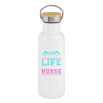 Infirmière d’urgence - Gourde isotherme avec bouchon en bambou - blanc - Droite