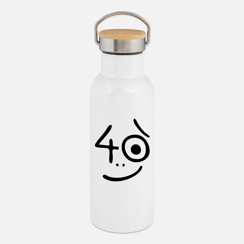 40 years - So what? - Thermal Bottle with Bamboo Lid - white