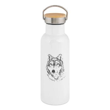 Wolf - Thermal Bottle with Bamboo Lid - white - Right