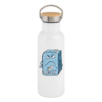 Sour milk I Milk carton - Thermal Bottle with Bamboo Lid - white - Right